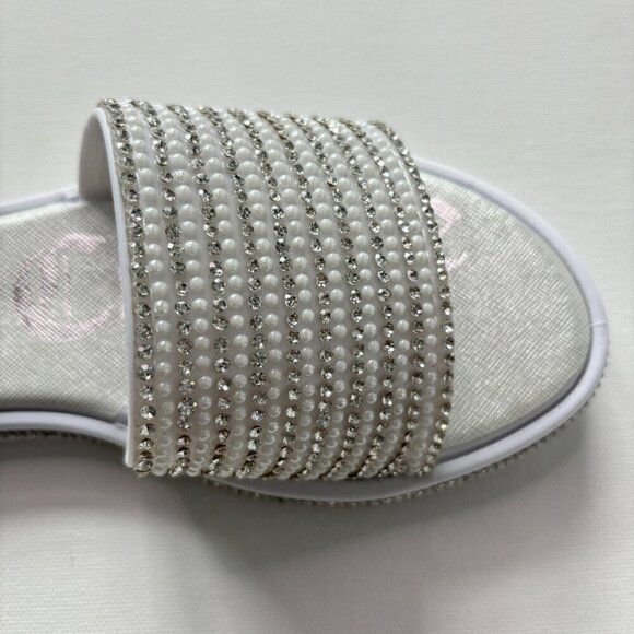 Juicy Couture Women's Yrie White Rhinestone Slides - Picture 6 of 13